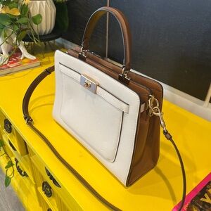 Coach White and Brown Satchel